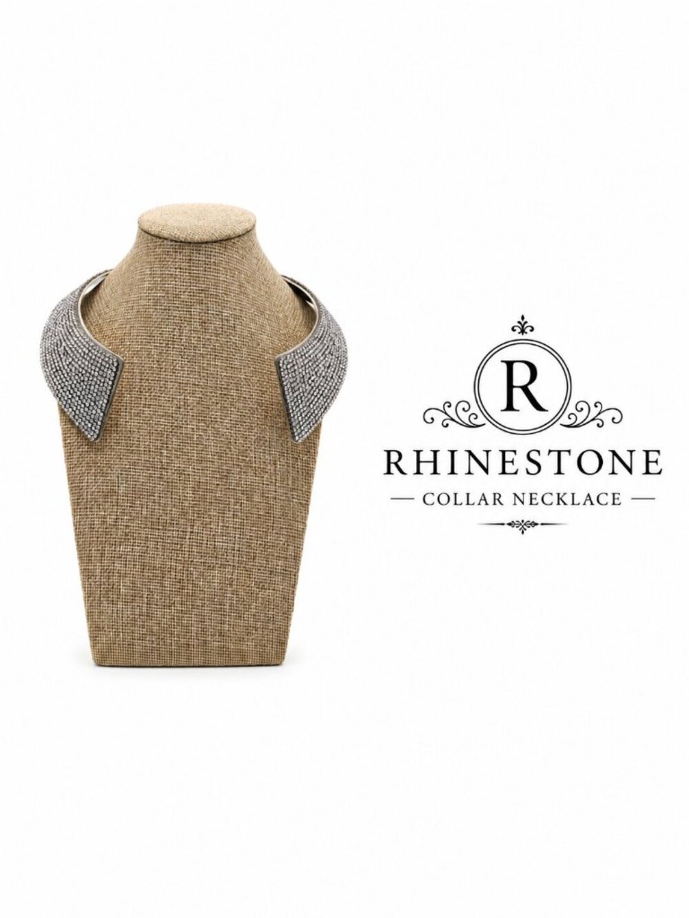 Silver/Rhinestone Statement Collar Necklace Costume Jewelry